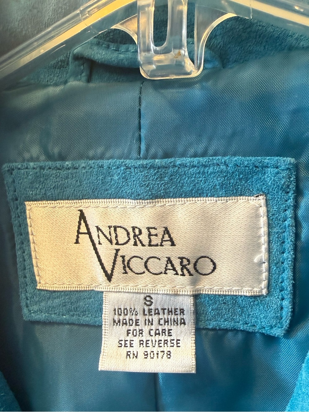 Vintage Andrea Viccaro Teal Suede Leather Blazer Jacket Y2K Small NWT - Picture 4 of 6